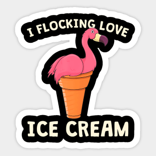 Pink Flamingo Ice Cream Cone Waffle Summer Love Sticker